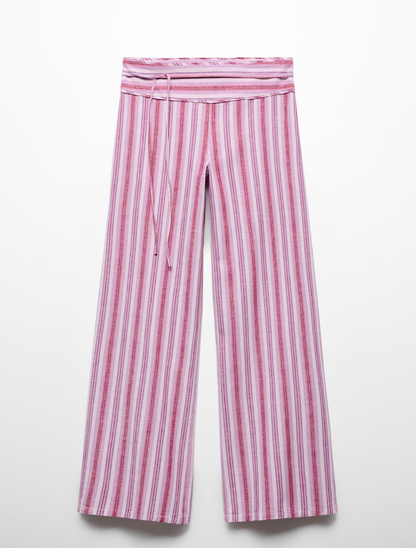 Striped Wide Leg Linen Pants