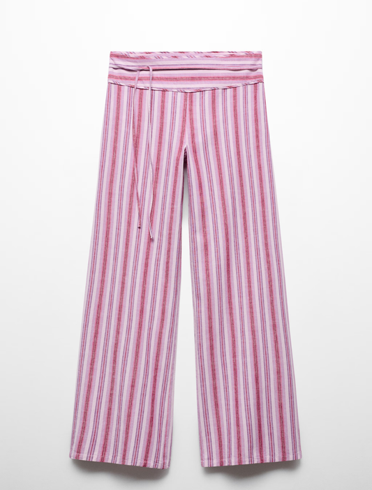 Striped Wide Leg Linen Pants