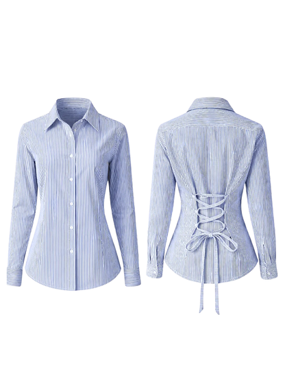 Striped Corset Back Shirt
