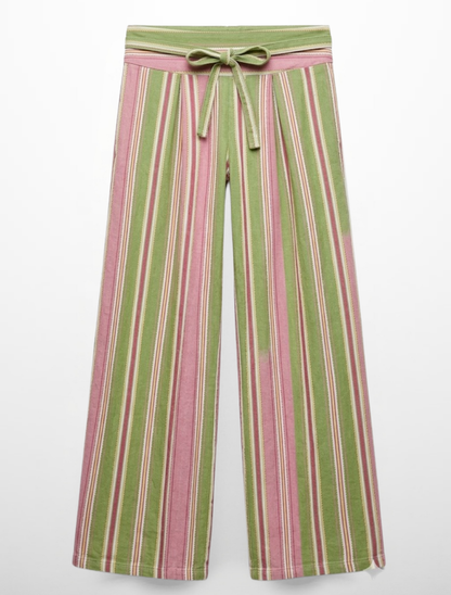 Striped Wide Leg Linen Pants