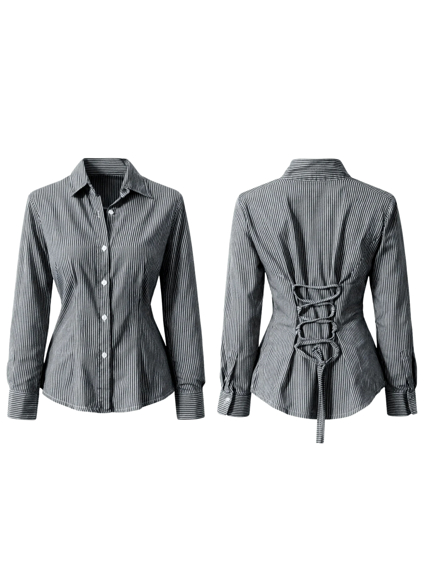 Striped Corset Back Shirt