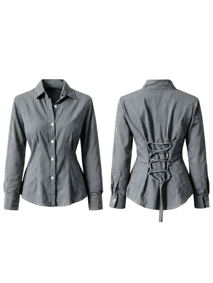 Striped Corset Back Shirt