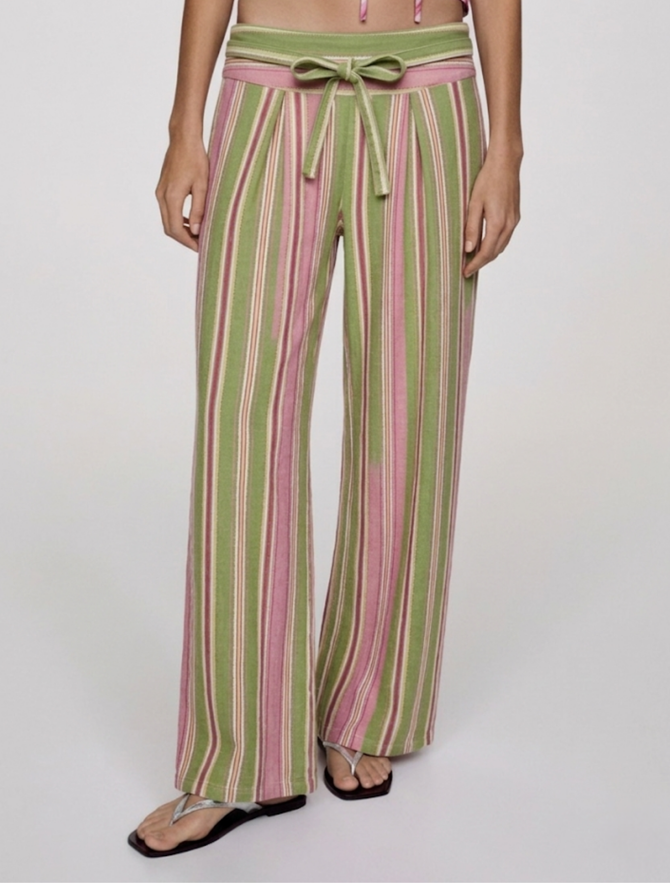 Striped Wide Leg Linen Pants