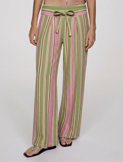 Striped Wide Leg Linen Pants
