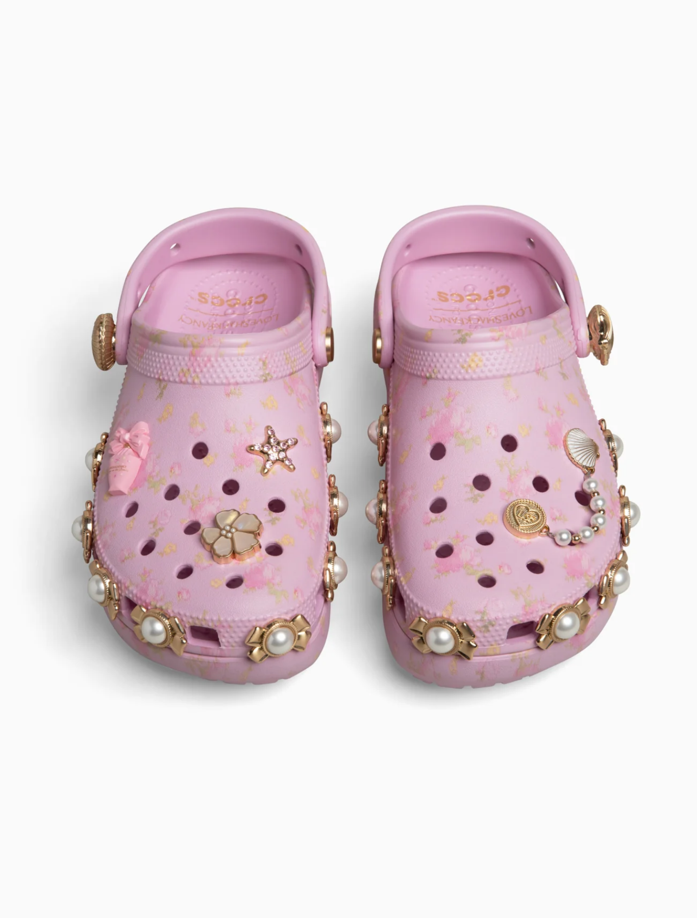 Pink Gold Pearl Clogs