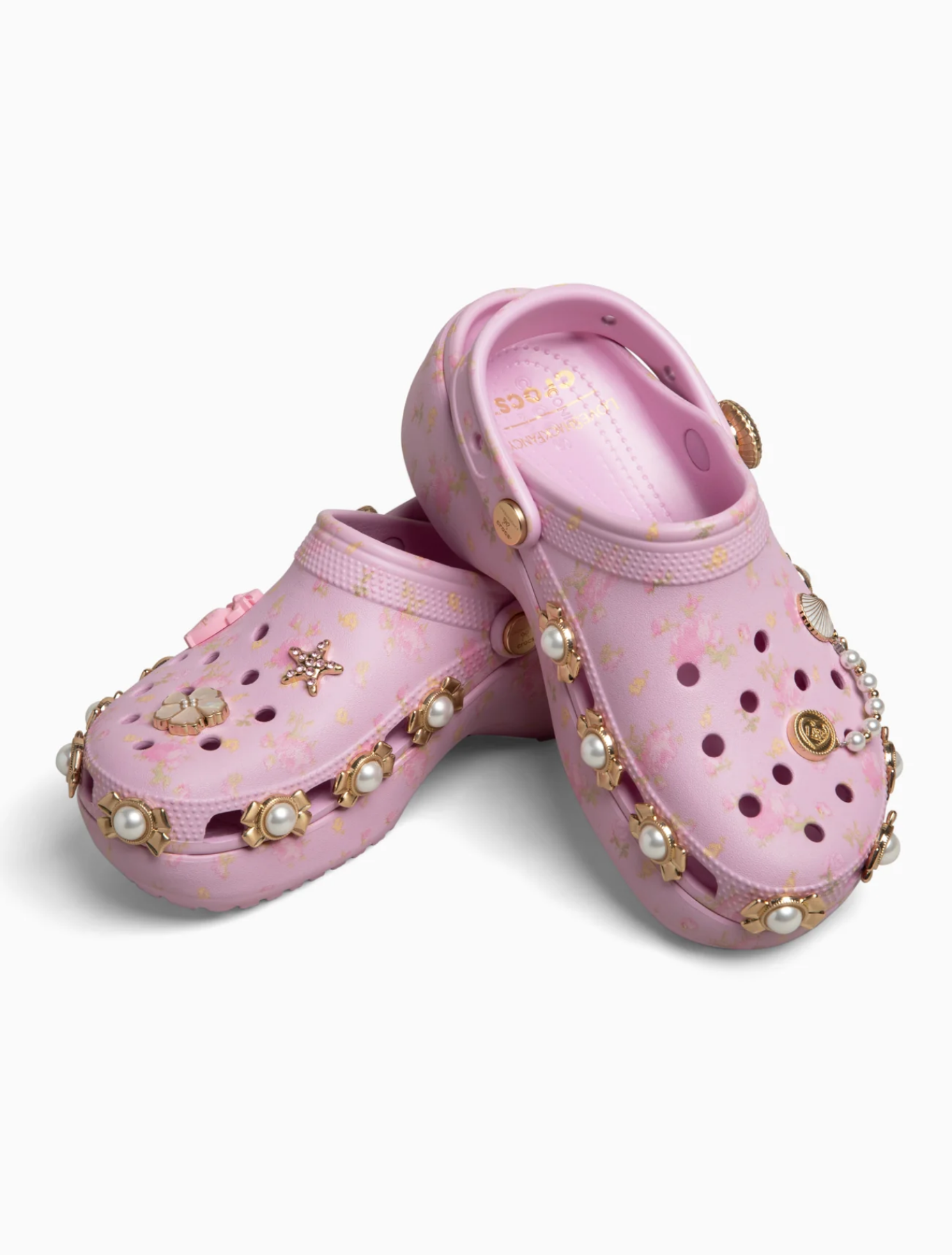 Pink Gold Pearl Clogs