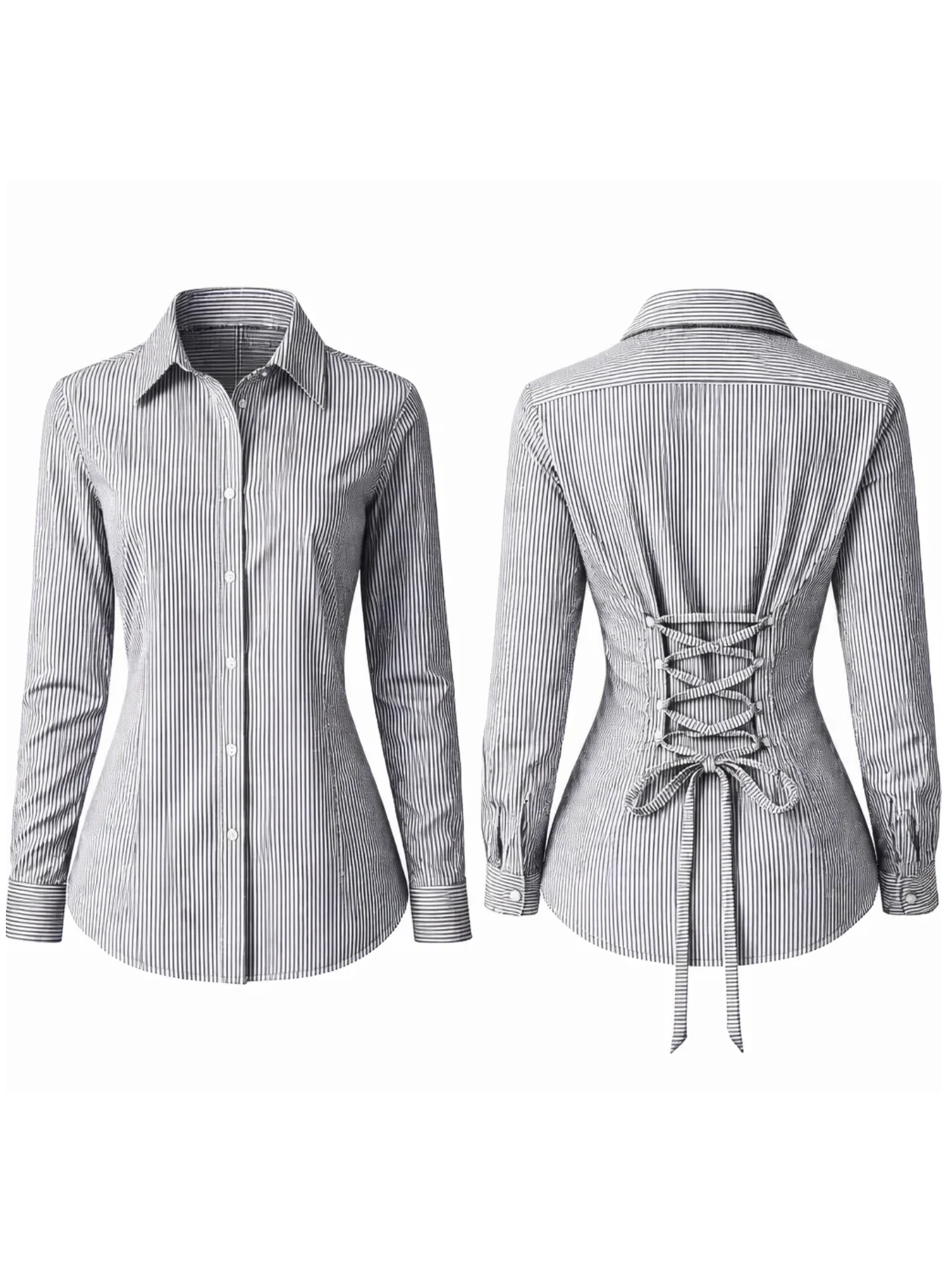 Striped Corset Back Shirt