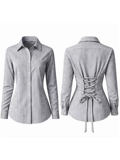 Striped Corset Back Shirt